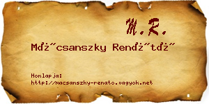 Mácsanszky Renátó névjegykártya