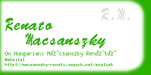 renato macsanszky business card